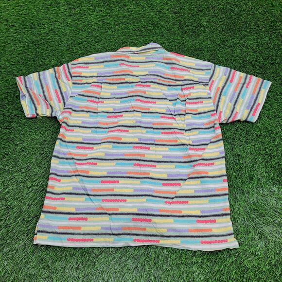 DOCKERS Colorful Stripes Button Shirt Large 24x29 Baggy - Picture 2 of 12